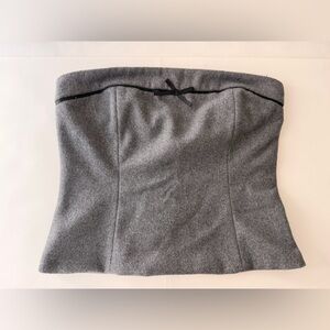 ZARA Grey Strapless Top Black Bow Evening Wear Elegant